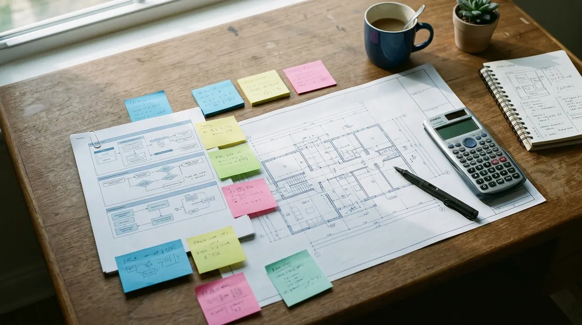 Bureau de programmation avec plans et programme fonctionnel